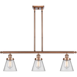 Ballston Small Cone LED 36 inch Antique Copper Island Light Ceiling Light in Clear Glass