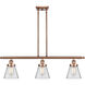 Ballston Small Cone LED 36 inch Antique Copper Island Light Ceiling Light in Clear Glass