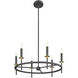 Transitional 6 Light 25 inch Matte Black with Natural Brass Chandelier Ceiling Light