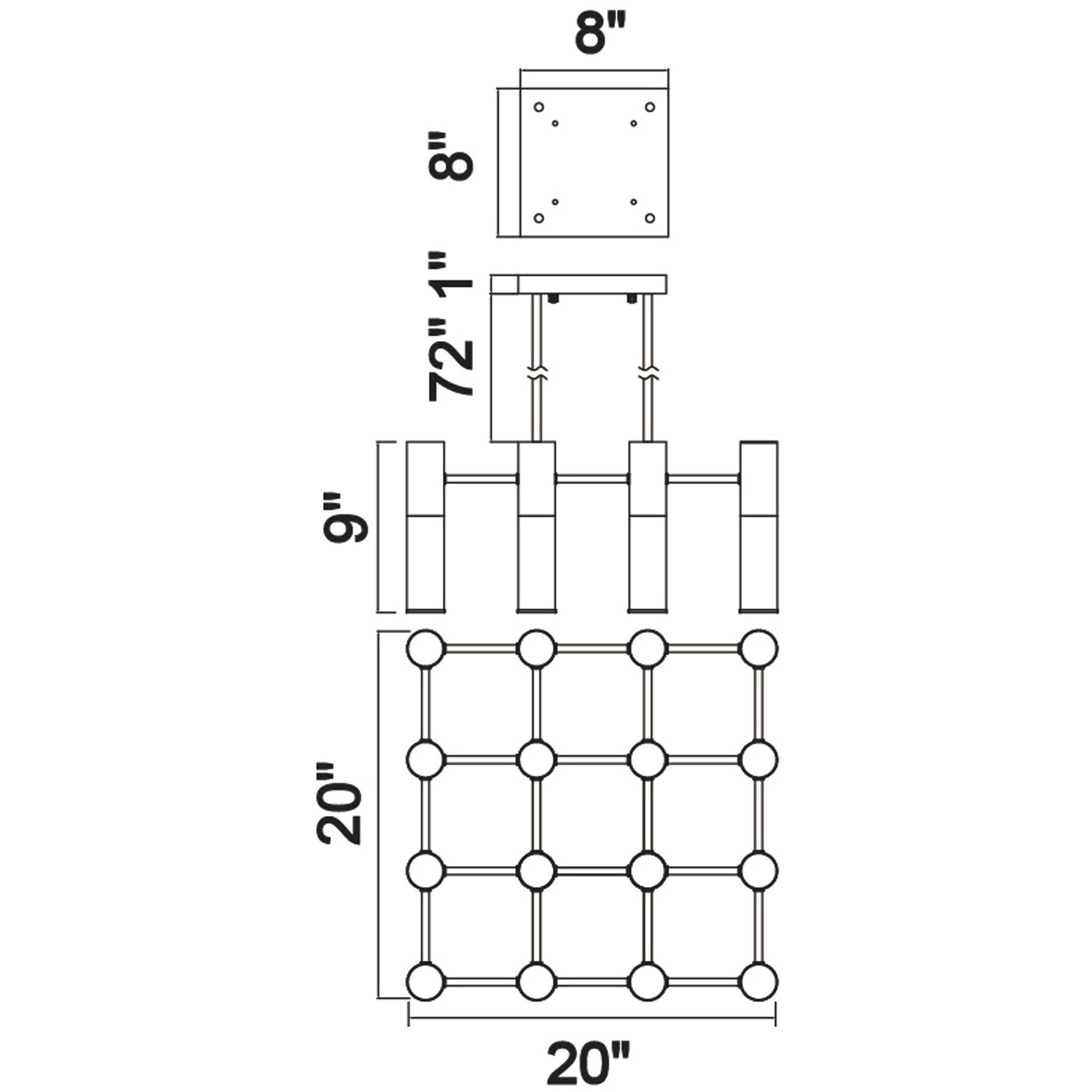 Pipes LED 20 inch Brass Island/Pool Table Light Ceiling Light