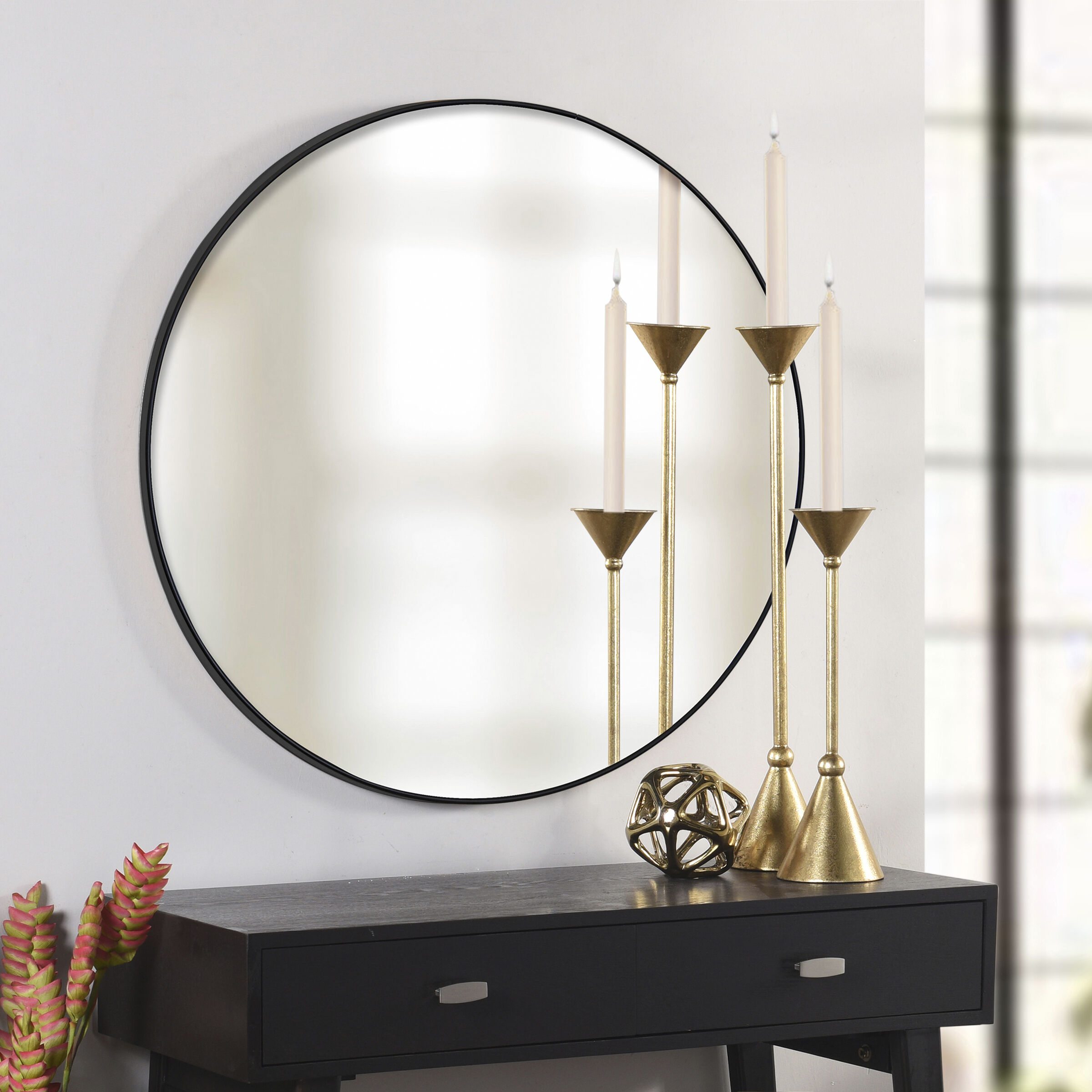 Tabitha 42 X 42 inch Black Wall Mirror