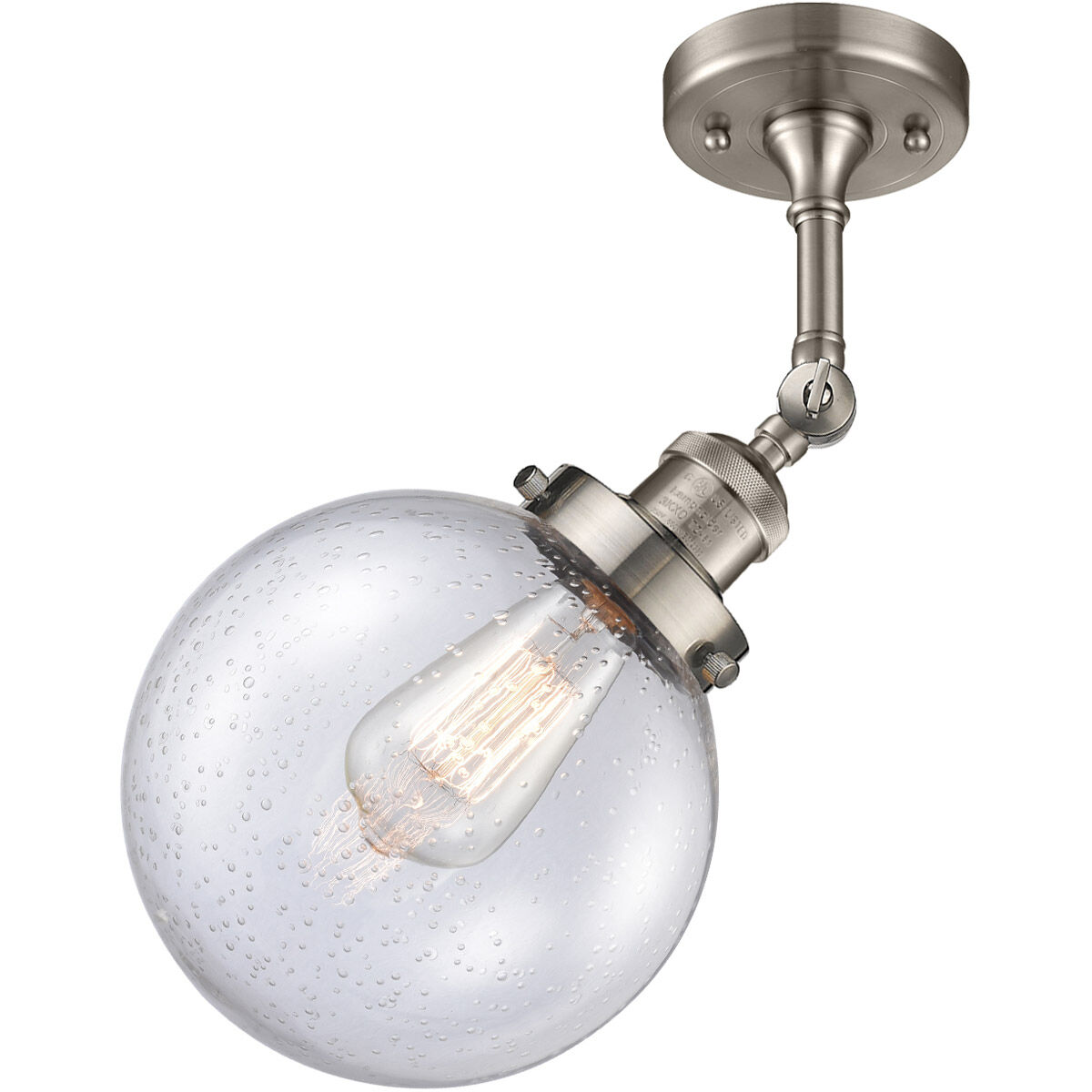 Franklin Restoration Large Beacon LED 8 inch Brushed Satin Nickel Sconce Wall Light in Seedy Glass, Franklin Restoration