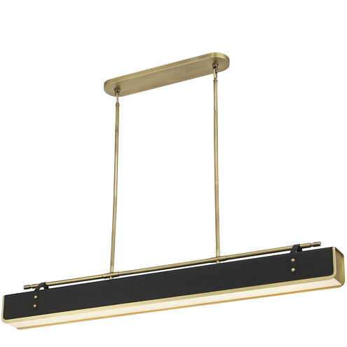 Valise LED 5 inch Vintage Brass and Tuxedo Leather Pendant Ceiling Light