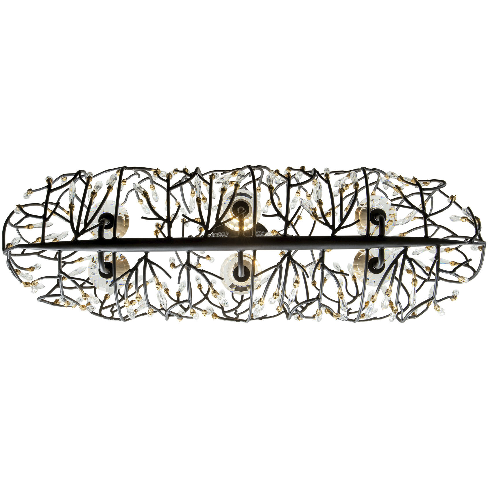 Bask 6 Light 36 inch Matte Black and French Gold Linear Pendant Ceiling Light