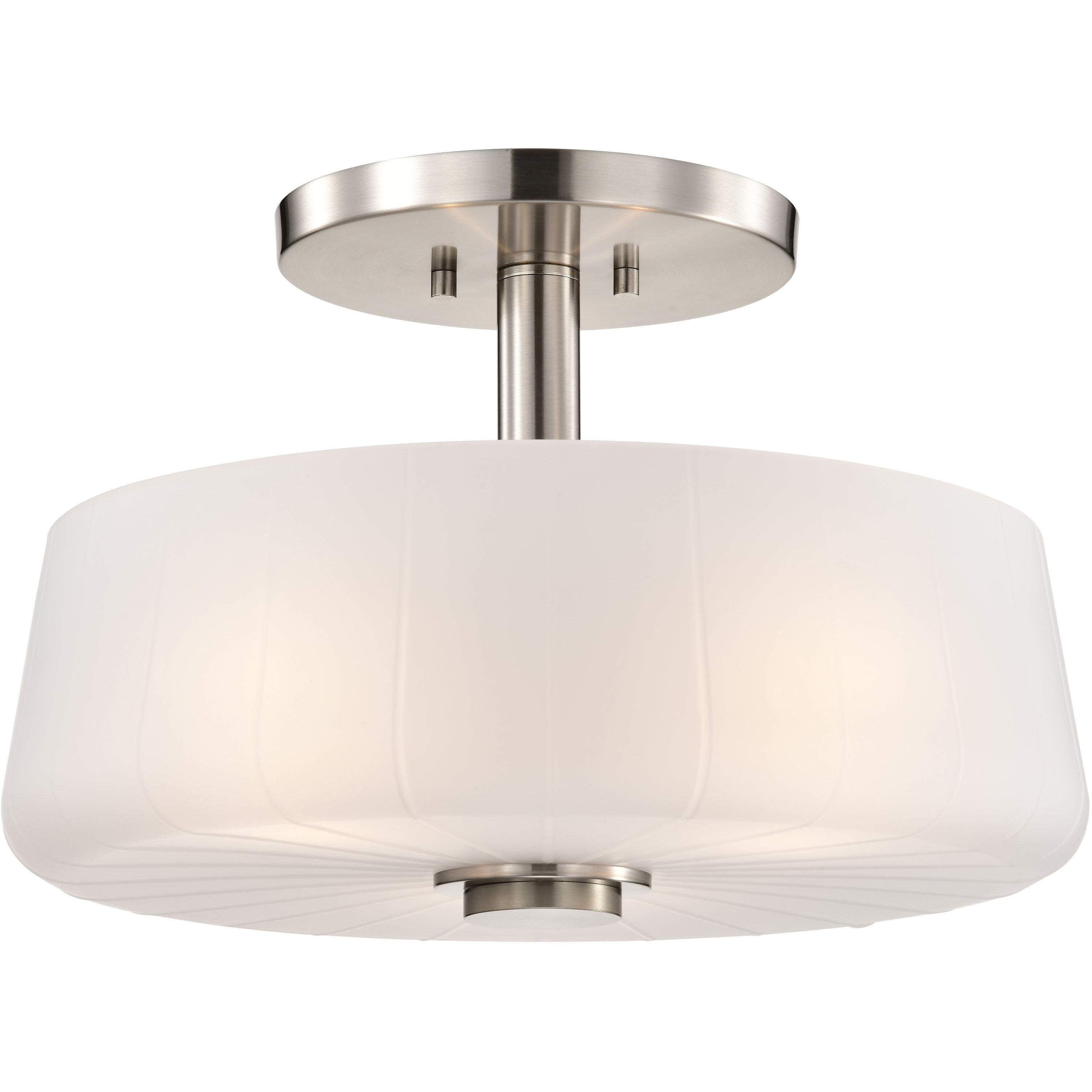 Lune 16 inch Brushed Nickel Semi Flush Mount Ceiling Light