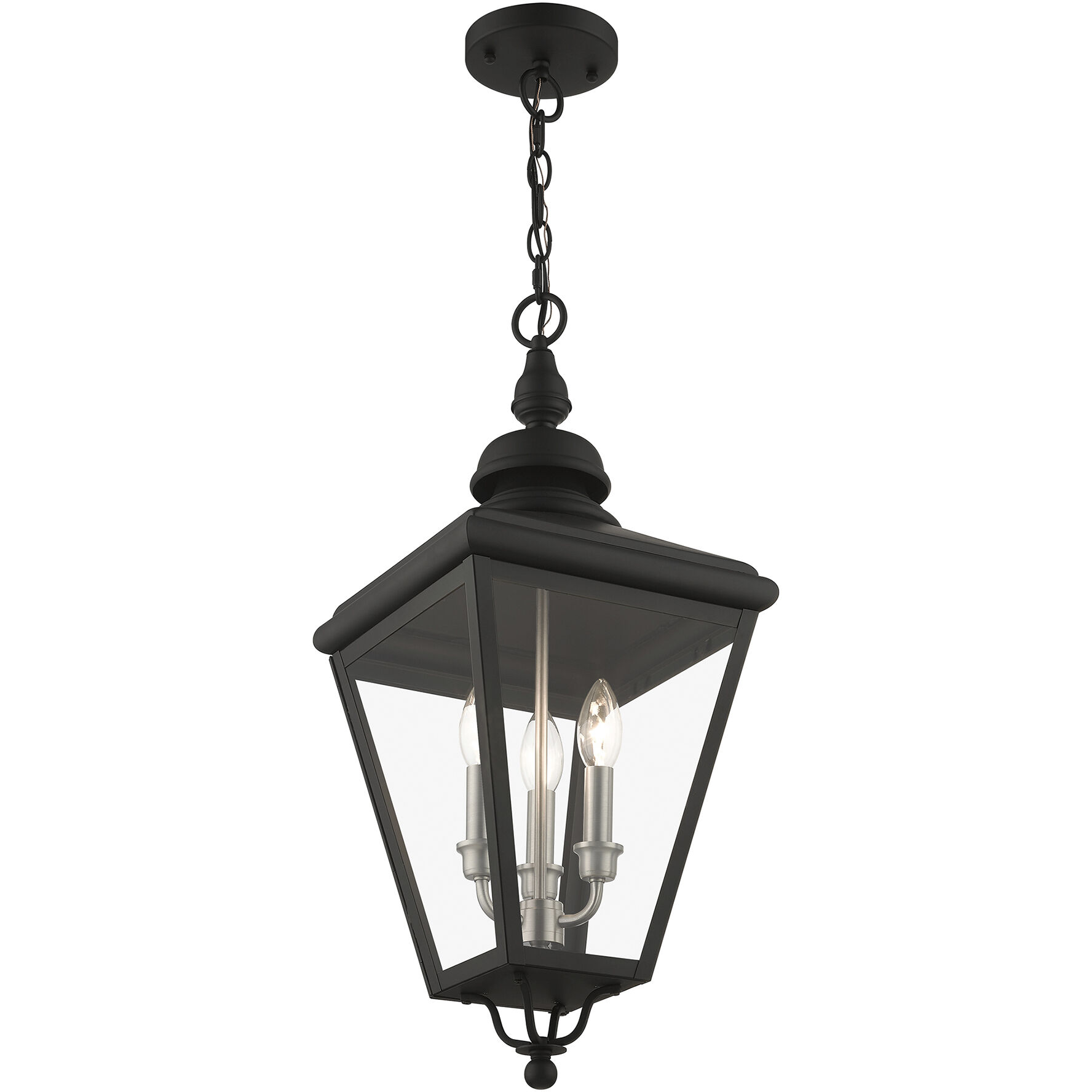 Adams 3 Light 10.63 inch Black with Brushed Nickel Finish Cluster Outdoor Large Pendant Lantern Ceiling Light in Black with Brushed Nickel Accent