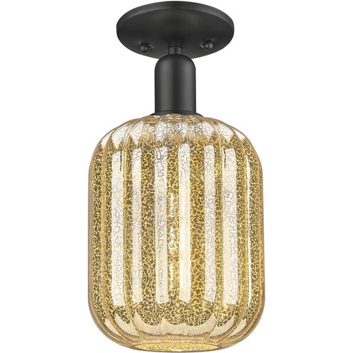 Downtown Urban Preston 1 Light 6.75 inch Matte Black Semi-Flush Mount Ceiling Light in Mercury