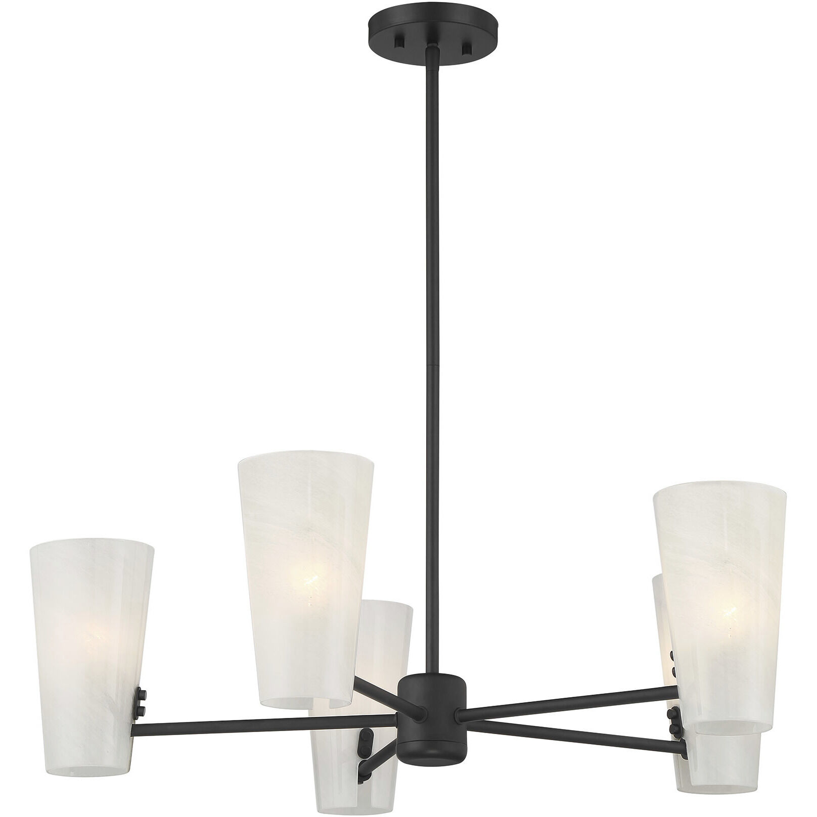Mid-Century Modern 5 Light 30 inch Matte Black Chandelier Ceiling Light
