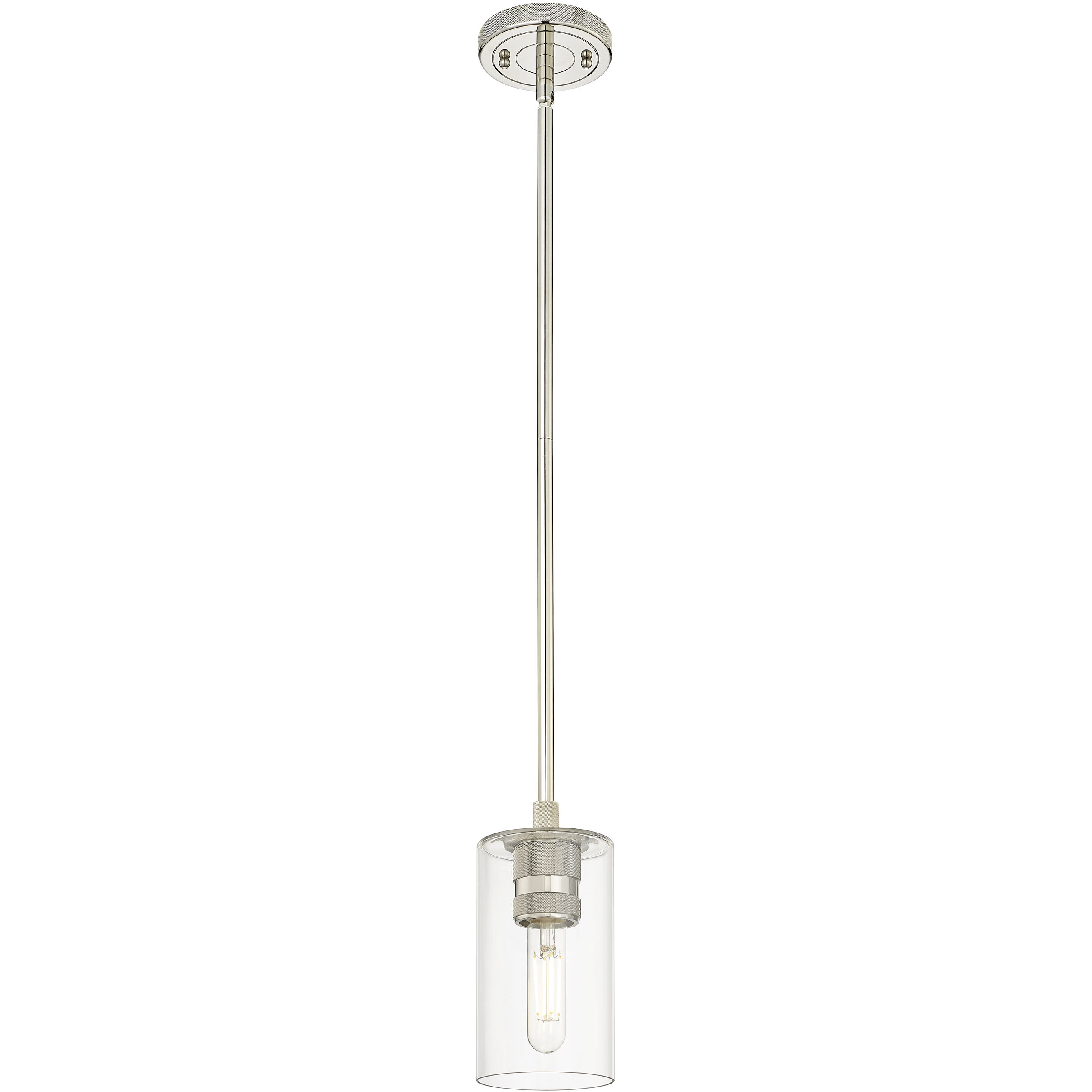 Downtown Urban Crown Point 1 Light 3.88 inch Polished Nickel Pendant Ceiling Light in Clear