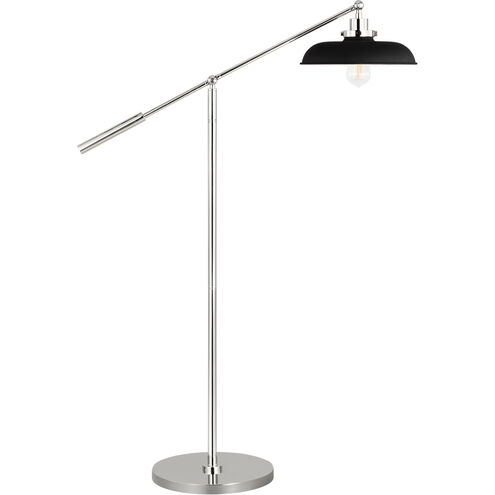 C&M by Chapman & Myers Wellfleet 46 inch 9 watt Midnight Black and Polished Nickel Floor Lamp Portable Light in Midnight Black / Polished Nickel