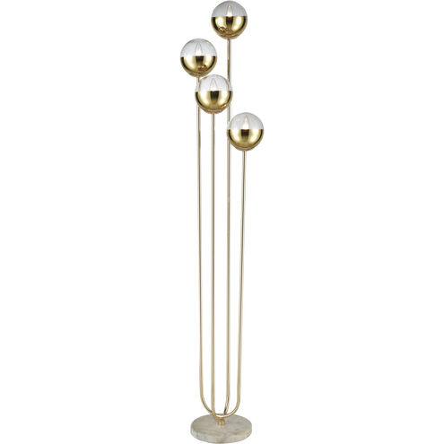 Haute Floreal 70 inch 60 watt Gold with White Floor Lamp Portable Light