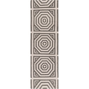 Rivington 96 X 30 inch Gray and Neutral Runner, Wool and Cotton