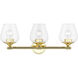 Willow 3 Light 23 inch Polished Brass Vanity Sconce Wall Light