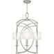 Cienfuegos 4 Light 21.5 inch Silver Chandelier Ceiling Light in Silver Leaf, White Fabric