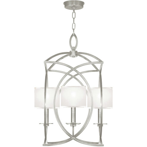 Cienfuegos 4 Light 21.5 inch Silver Chandelier Ceiling Light in Silver Leaf, White Fabric