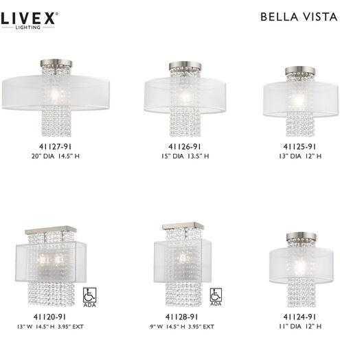 Bella Vista 3 Light 30 inch Brushed Nickel Linear Chandelier Ceiling Light