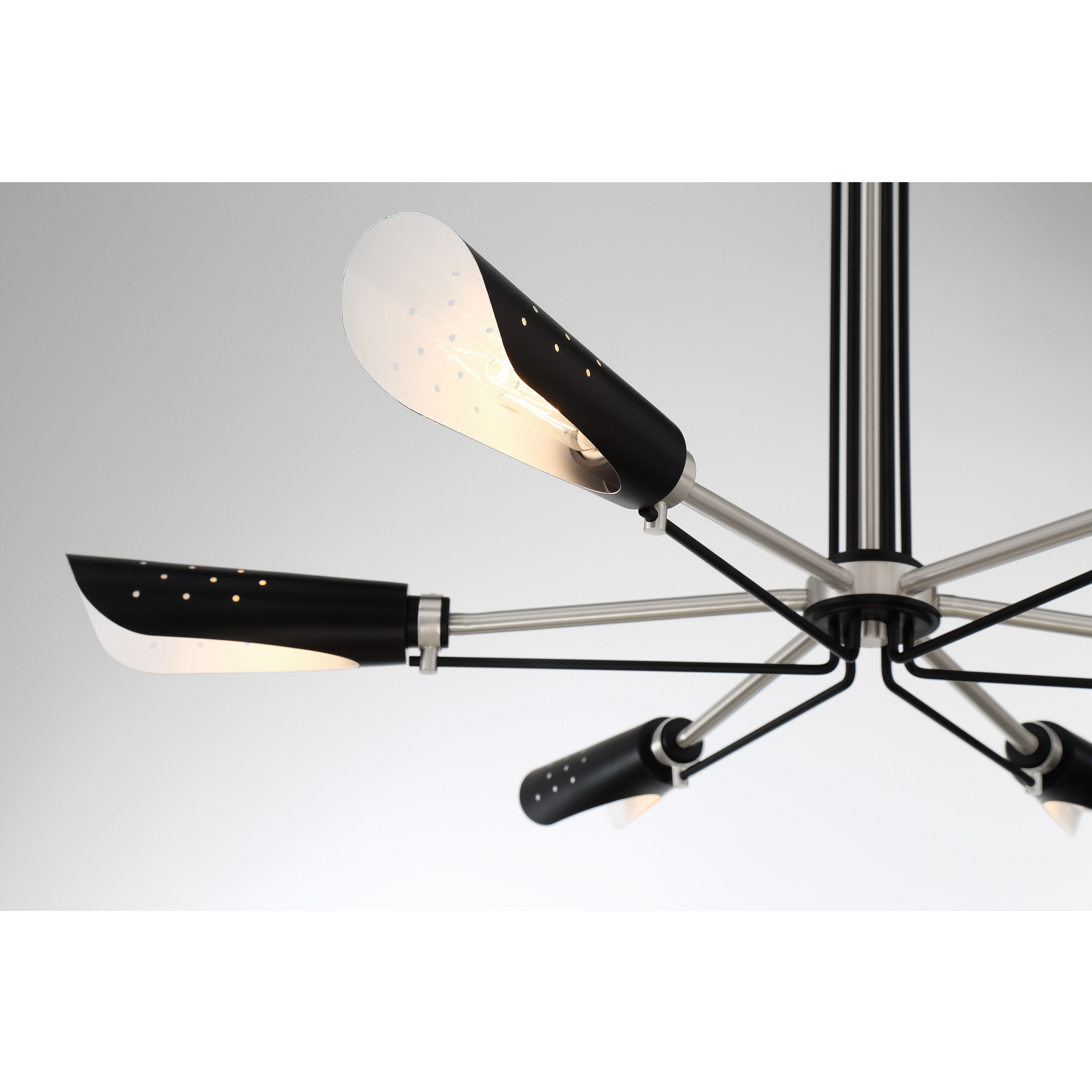 Turbine 6 Light 34 inch Coal With Brushed Nickel Chandelier Ceiling Light