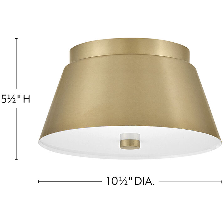 Tess 2 Light 10.5 inch Lacquered Brass Flush Mount Ceiling Light