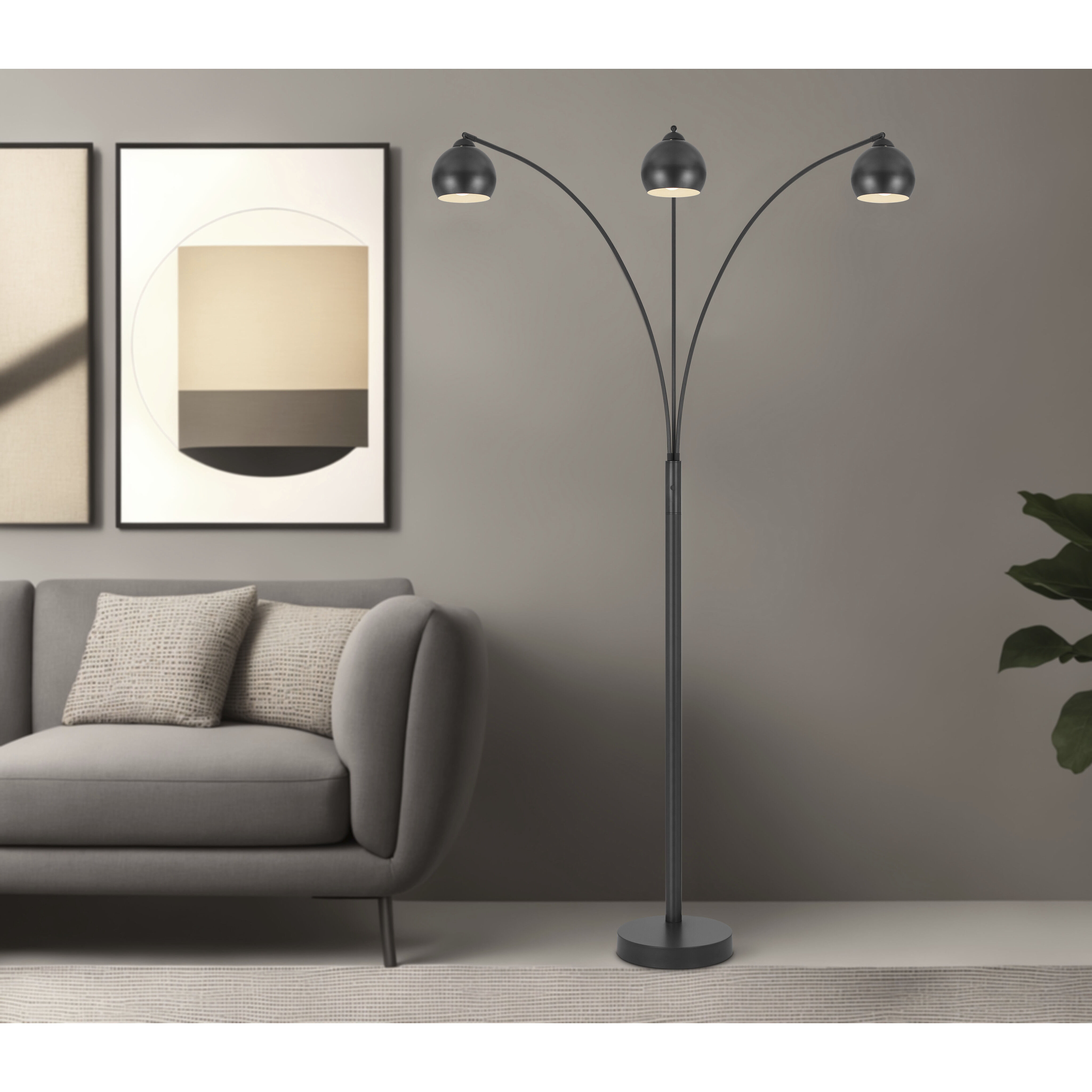 Carley 92.13 inch 60 watt Charcoal Grey Floor Lamp Portable Light