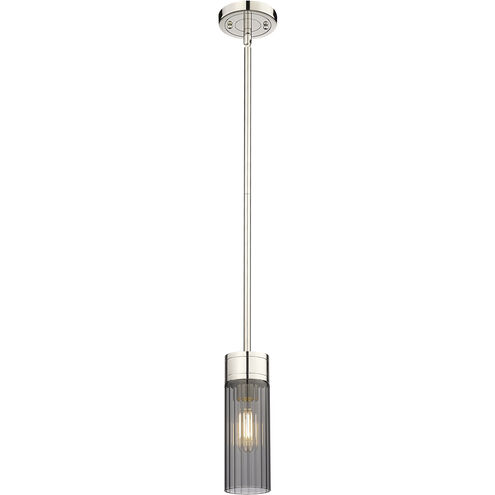 Empire 1 Light 3.13 inch Polished Nickel Pendant Ceiling Light in Plated Smoke Glass