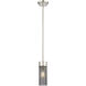 Empire 1 Light 3.13 inch Polished Nickel Pendant Ceiling Light in Plated Smoke Glass