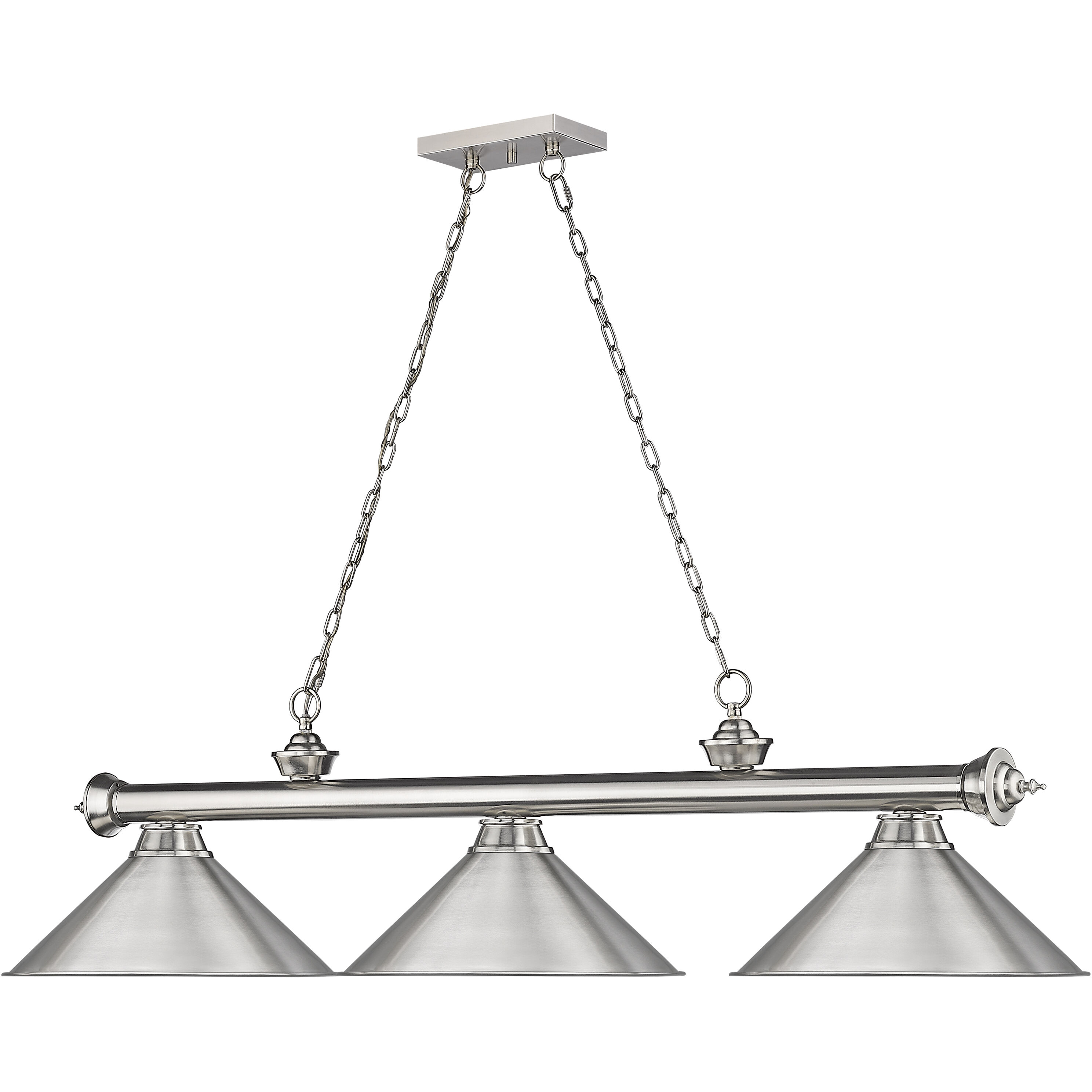 Cordon 3 Light 57.25 inch Brushed Nickel Billiard Ceiling Light in Brushed Nickel Steel