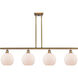 Ballston Athens 4 Light 48 inch Brushed Brass Island Light Ceiling Light in Matte White Glass, Ballston