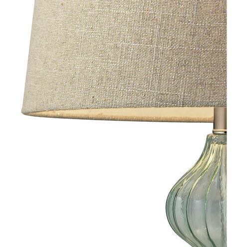 Smoked Glass 25 inch 100.00 watt Green with Brushed Steel Table Lamp Portable Light in Incandescent