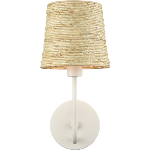 Abaca 1 Light 7 inch Textured White Sconce Wall Light