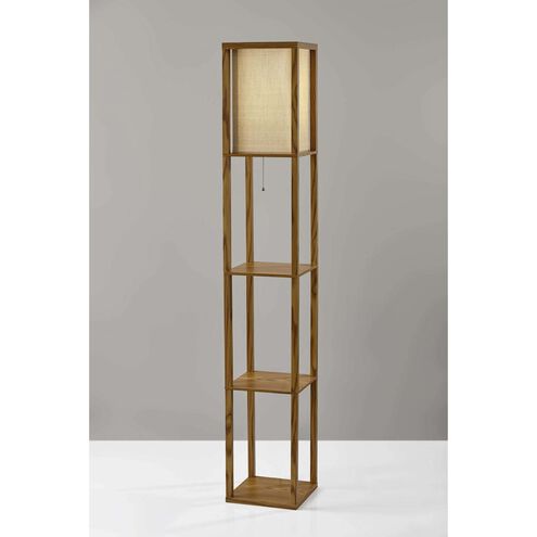 Wright 63 inch 150.00 watt Natural Wood Veneer Shelf Floor Lamp Portable Light