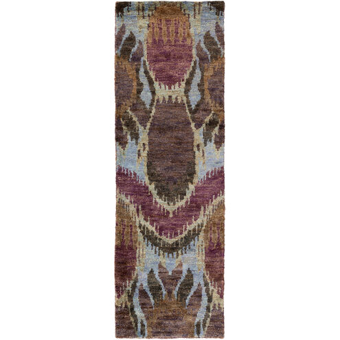 Scarborough 96 X 30 inch Eggplant, Violet, Light Gray Rug