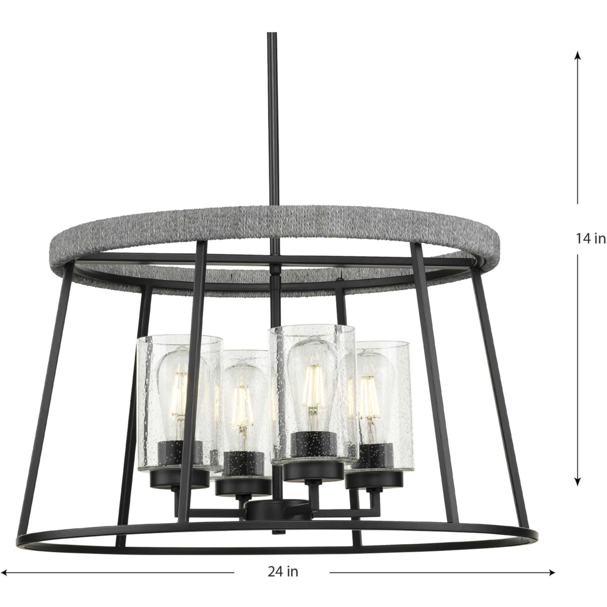 Laramie 4 Light 24 inch Matte Black Chandelier Ceiling Light, Design Series
