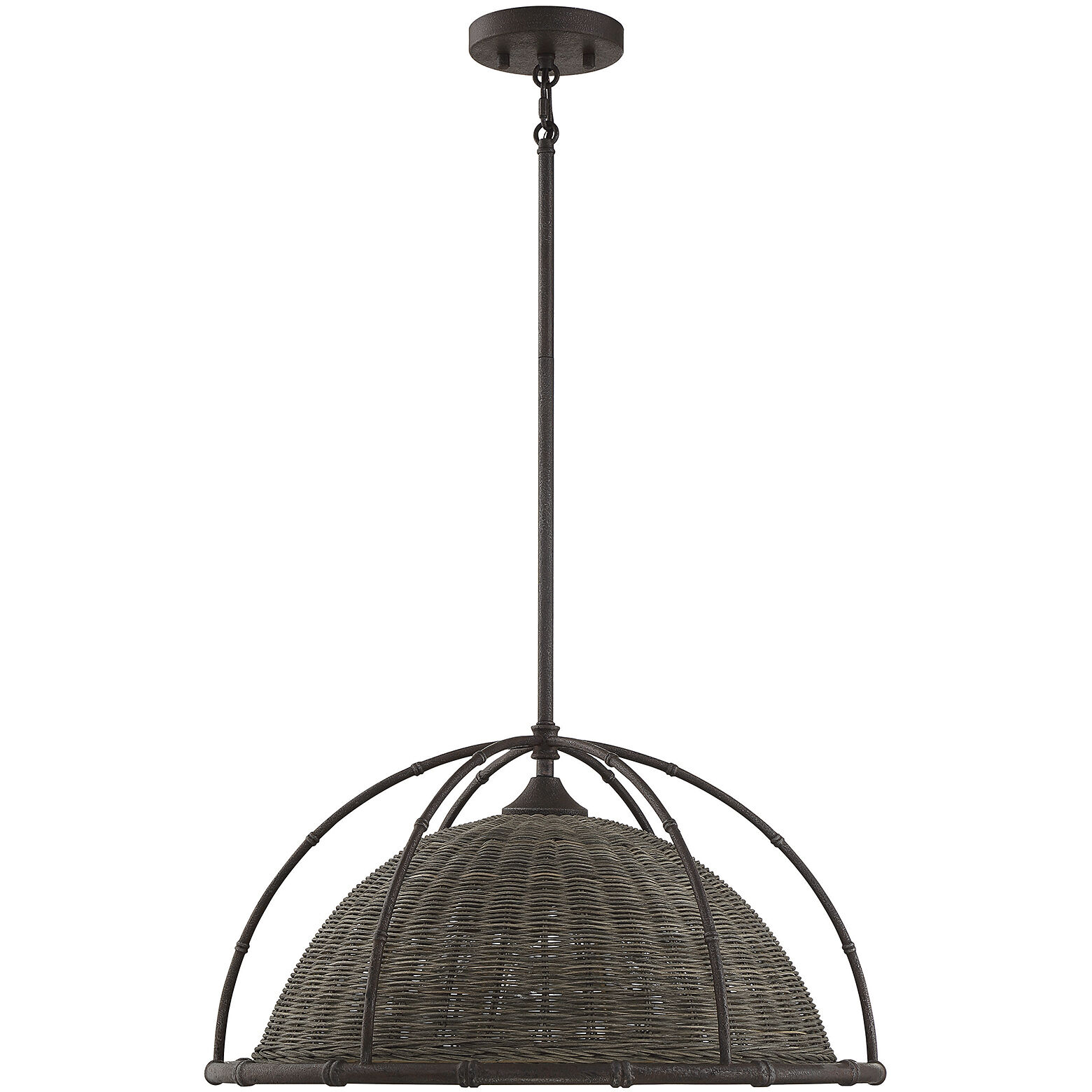 Trentino 3 Light 21.75 inch Gunsmoke with Gray Rattan Pendant Ceiling Light