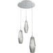 Aalto LED 17.3 inch Classic Silver Chandelier Ceiling Light in 3000K LED, Optic Rib Smoke, Round Multi-Port