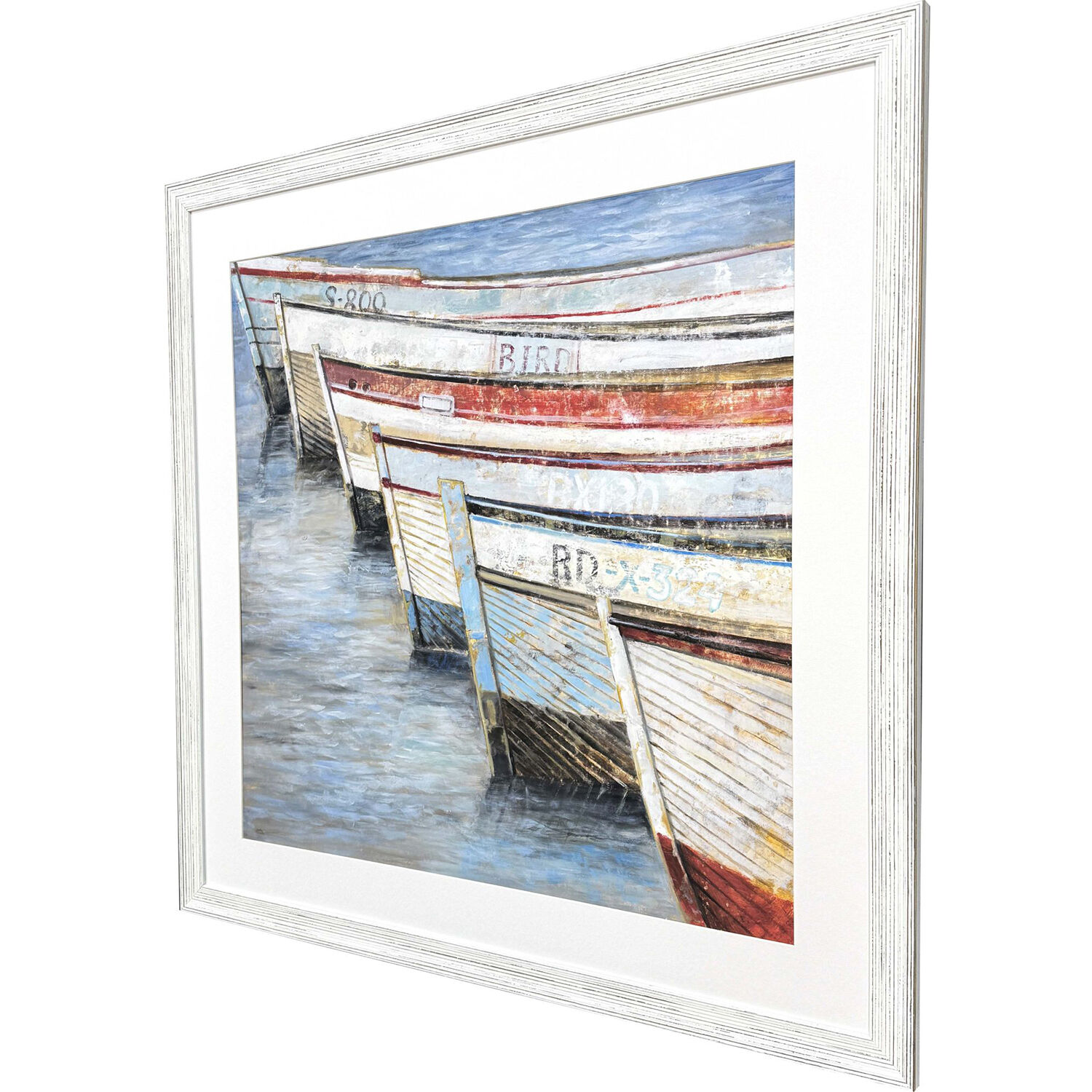 Rowboats Blue and Multi and Red and Turquoise Framed Art