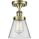 Cone 1 Light 6.25 inch Antique Brass Semi-Flush Mount Ceiling Light