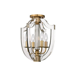 Arietta 4 Light 13 inch Aged Brass Semi-Flush Ceiling Light 