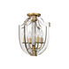 Arietta 4 Light 12.5 inch Aged Brass Semi Flush Ceiling Light