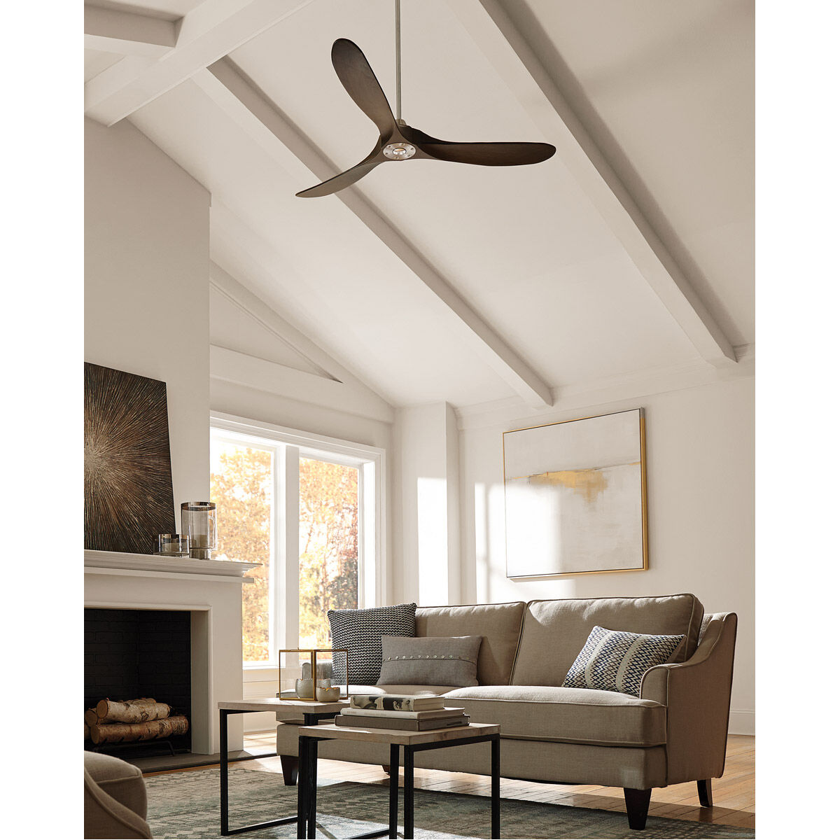 Maverick 70 inch Brushed Steel with Dark Walnut Blades Ceiling Fan