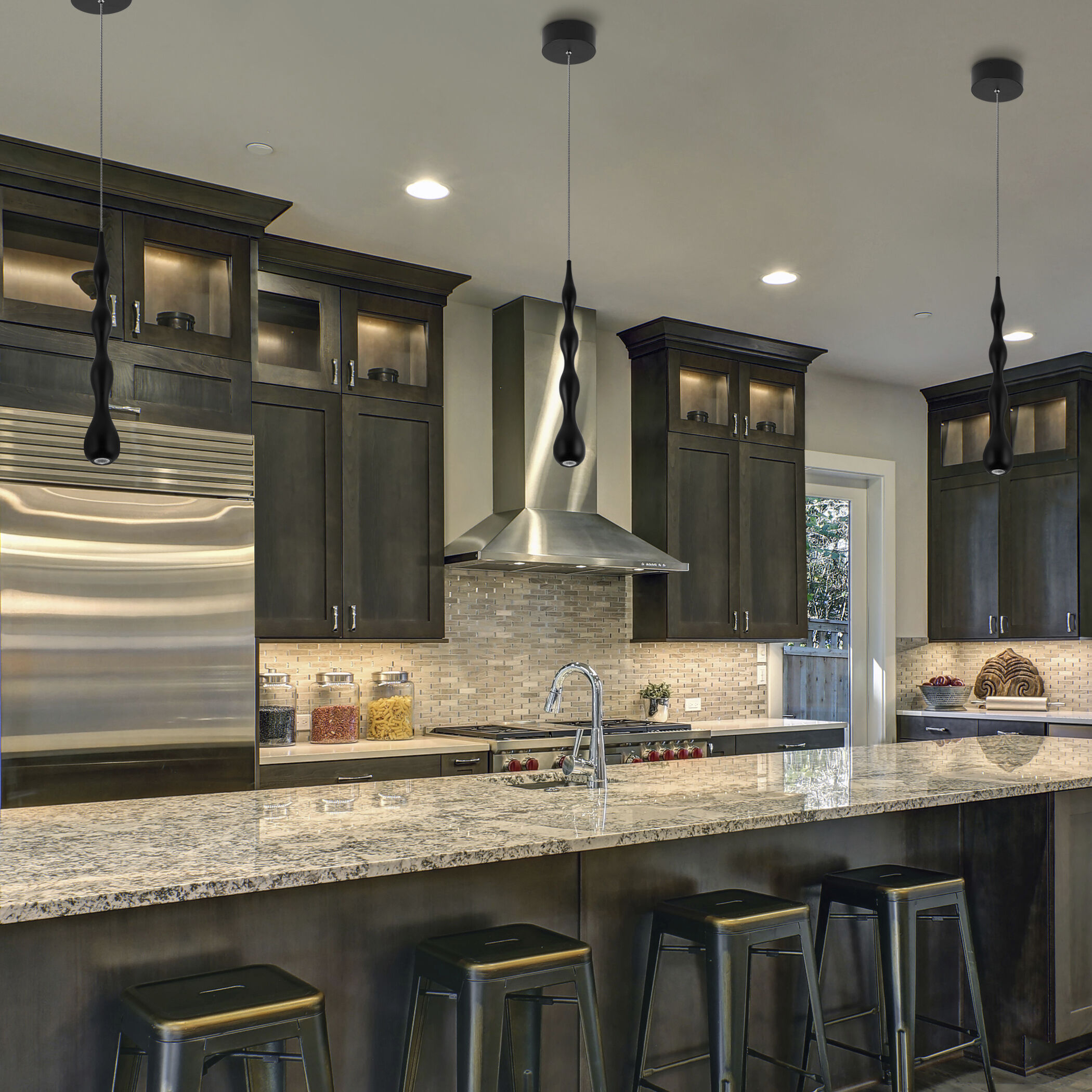 Polaris 5.25 inch Black Pendant Ceiling Light