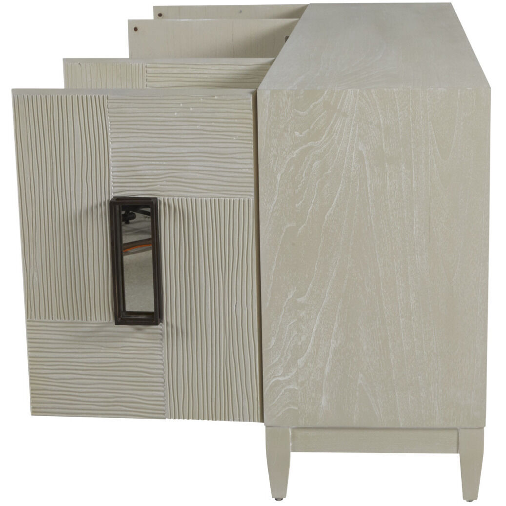 Tilden Cerused White / Antique Bronze / Antique Mirror Cabinet