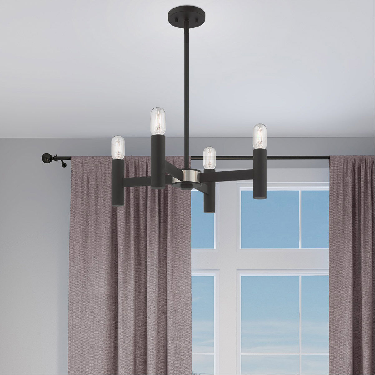 Copenhagen 4 Light 20 inch Black Mini Chandelier Ceiling Light