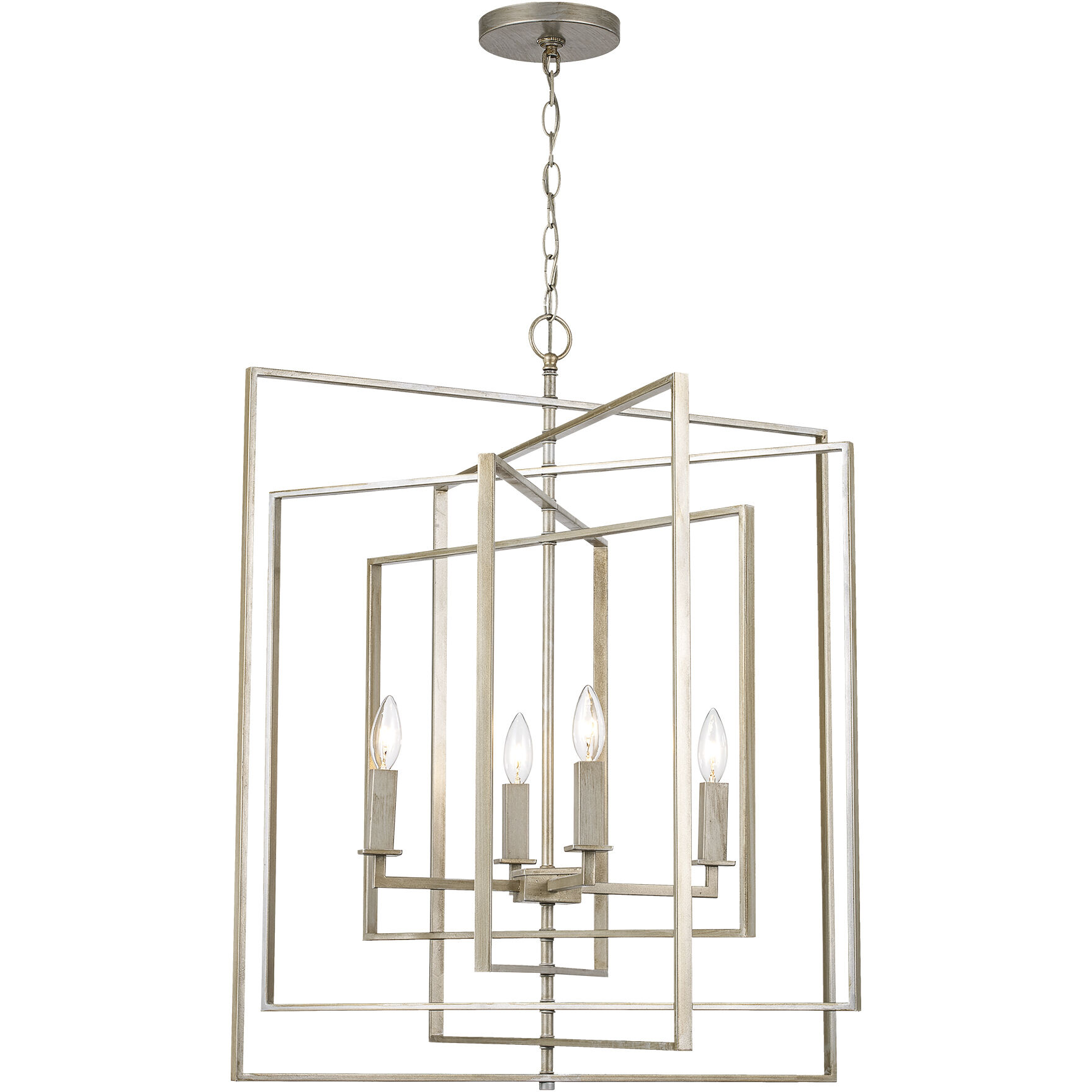 El Capitan 4 Light 26 inch Antique Silver Leaf Pendant Ceiling Light