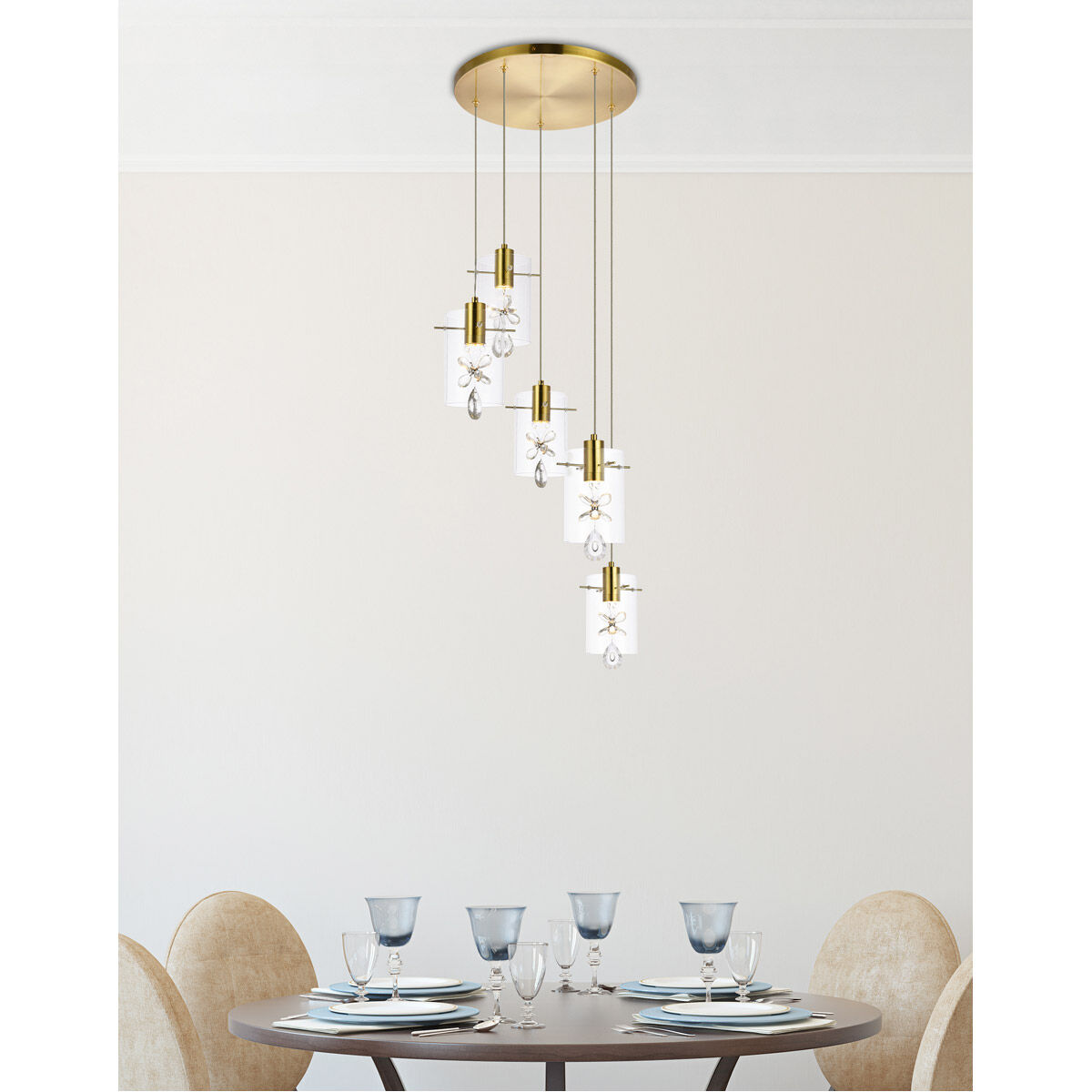 Hana 5 Light 18.97 inch Gold Pendant Ceiling Light