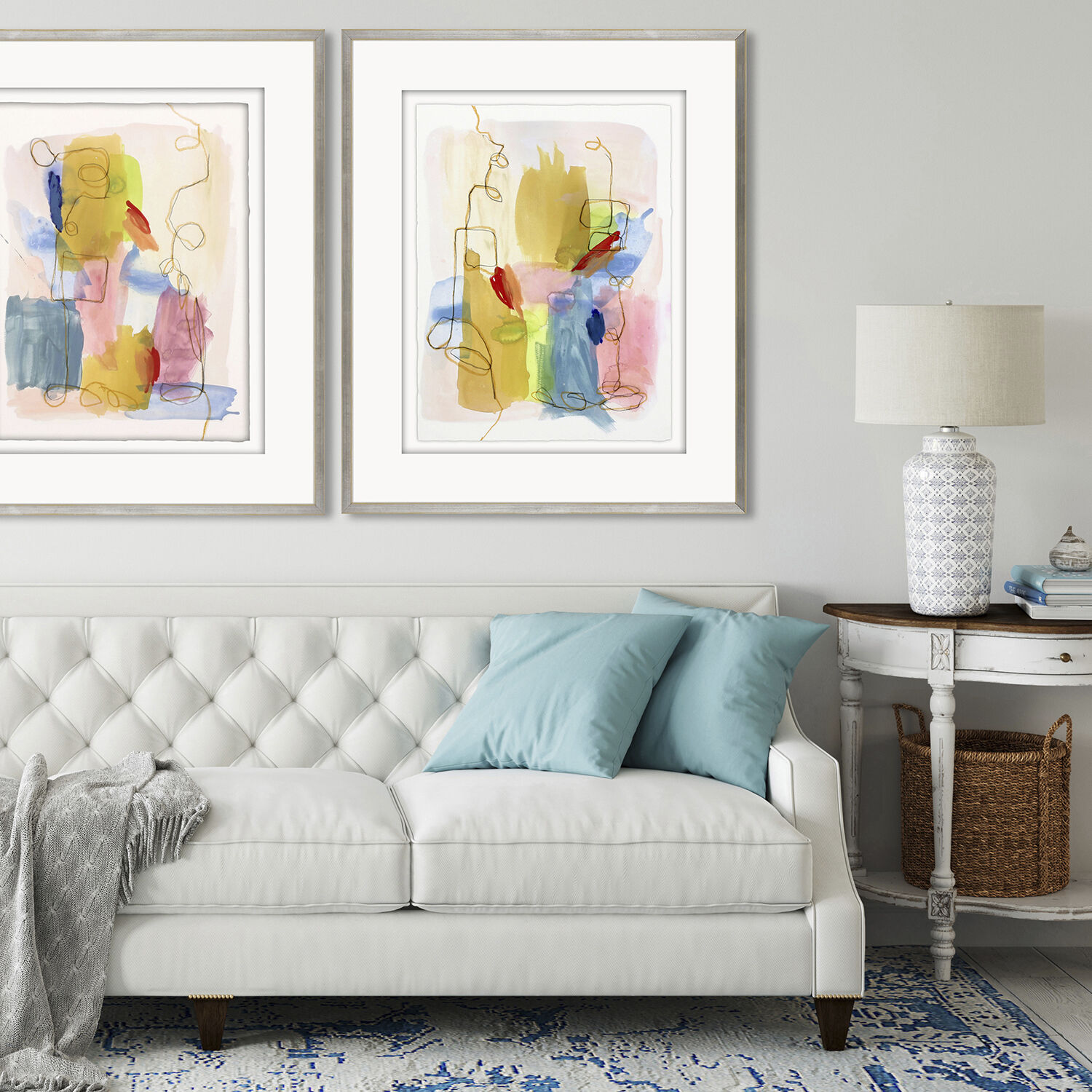 Colorways Multi and Pink and Blue Framed Art, The Studio