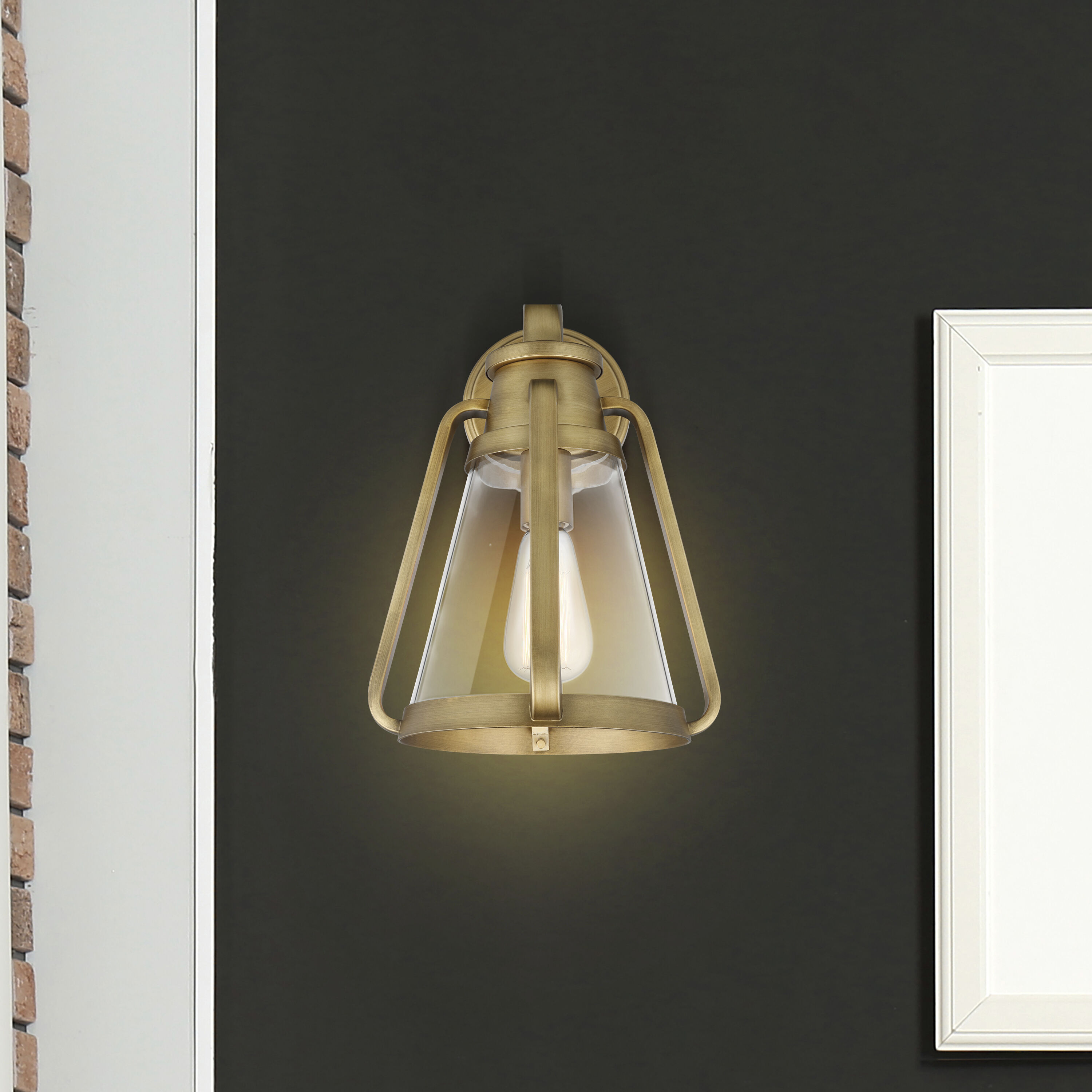 Everett 1 Light 10 inch Natural Brass Bathroom Vanity Lights Wall Light