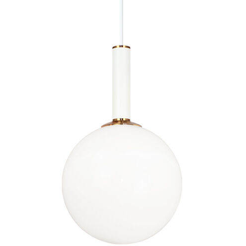 Stellar 1 Light 9.88 inch Aged Gold Brass Pendant Ceiling Light in Aged Gold Brass and Opal Glass