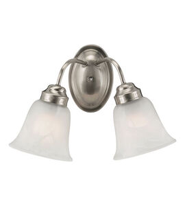Majestic 2 Light 14 inch Brushed Nickel Wall Sconce Wall Light in Frosted Glass Bell Shades