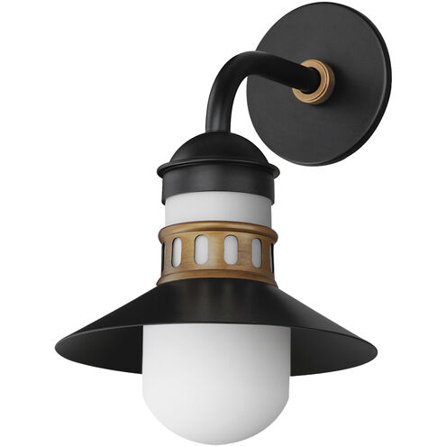 Admiralty 1 Light 14.5 inch Black and Antique Brass Outdoor Wall Mount