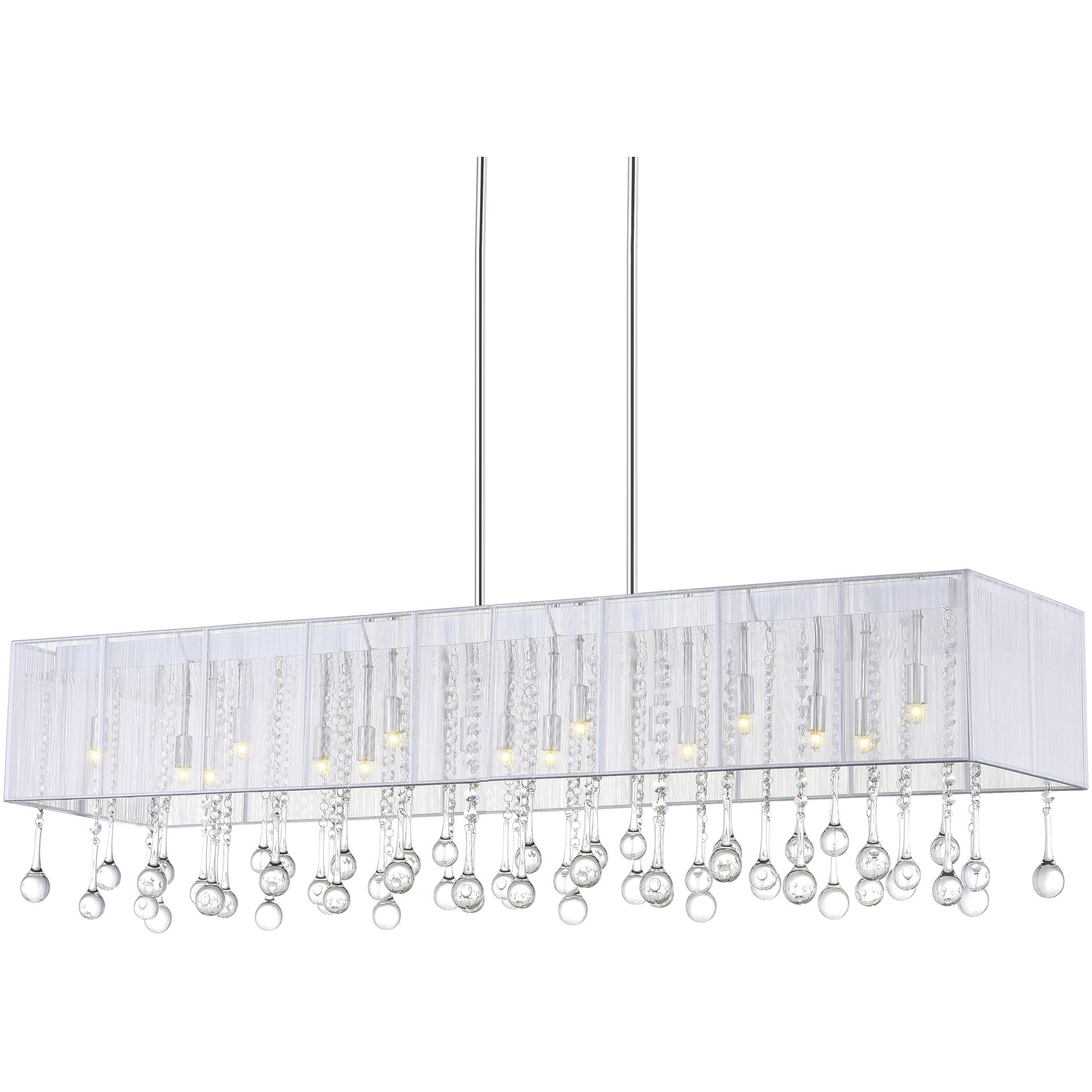 Water Drop 17 Light 48 inch Chrome Island/Pool Table Light Ceiling Light in White / Clear